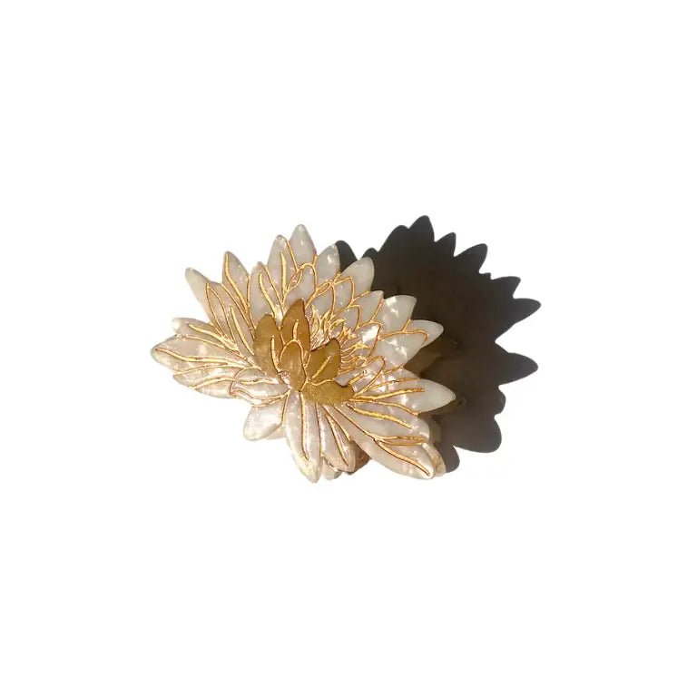 Hand-Painted Waterlily Flower Claw Hair Clip