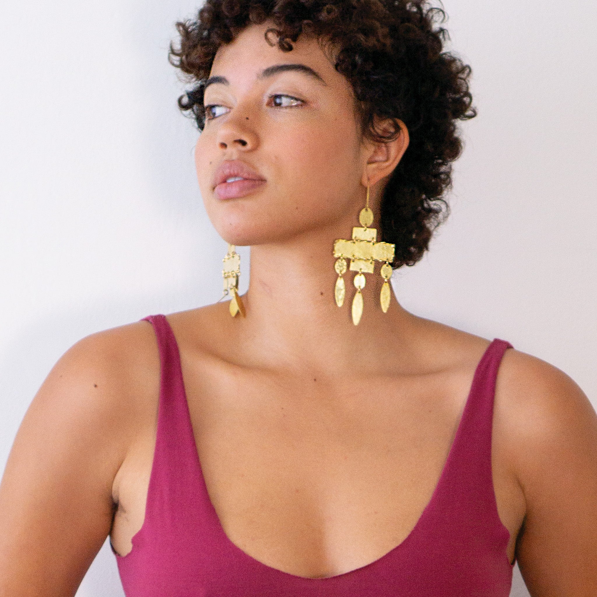 Brass Handmade Chandelier Earrings