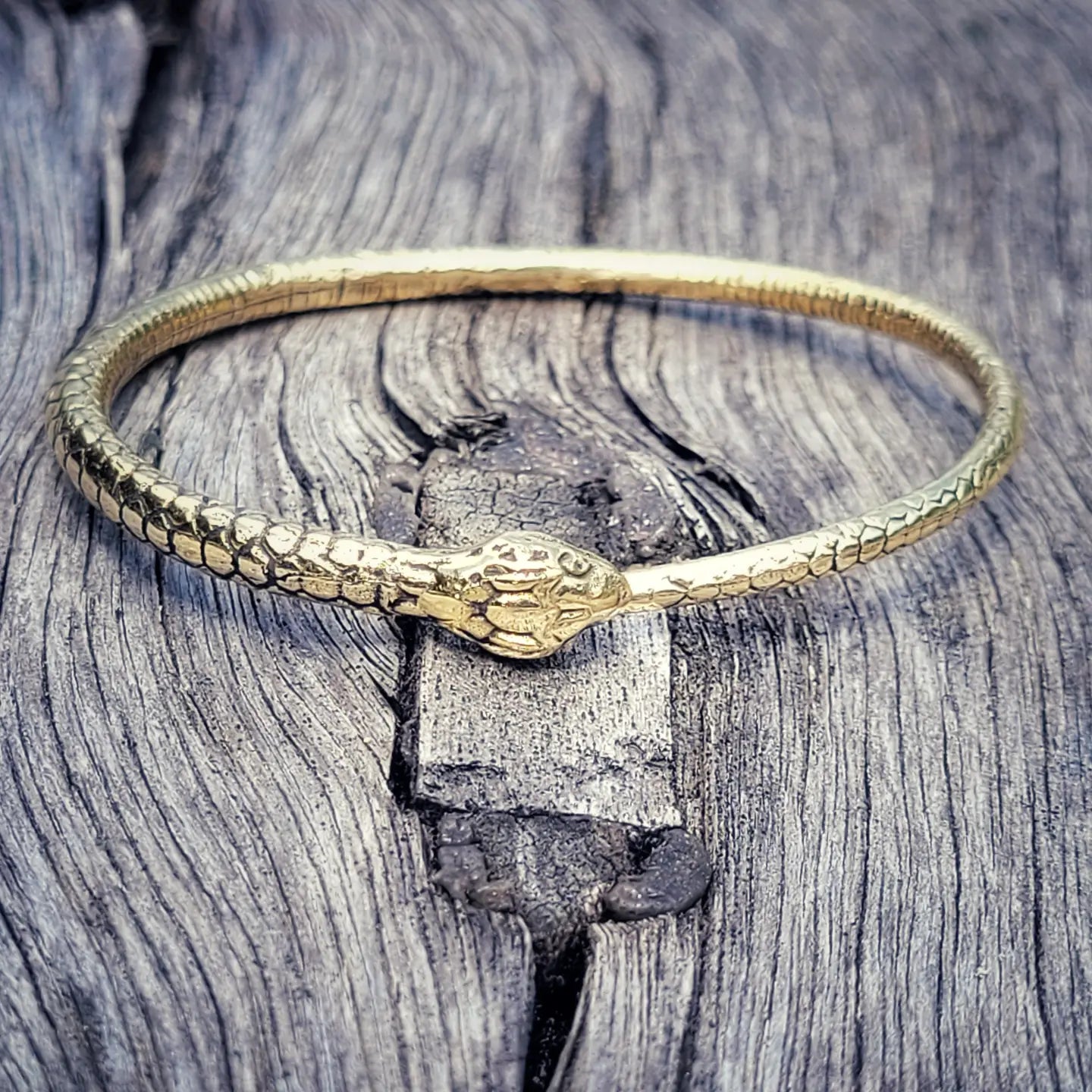 Handmade Adjustable Brass Snake Bangle