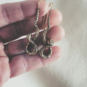 Brass Dangle Serpent Earrings