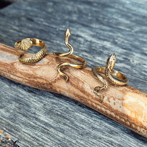Handmade Adjustable Brass Snake Ring